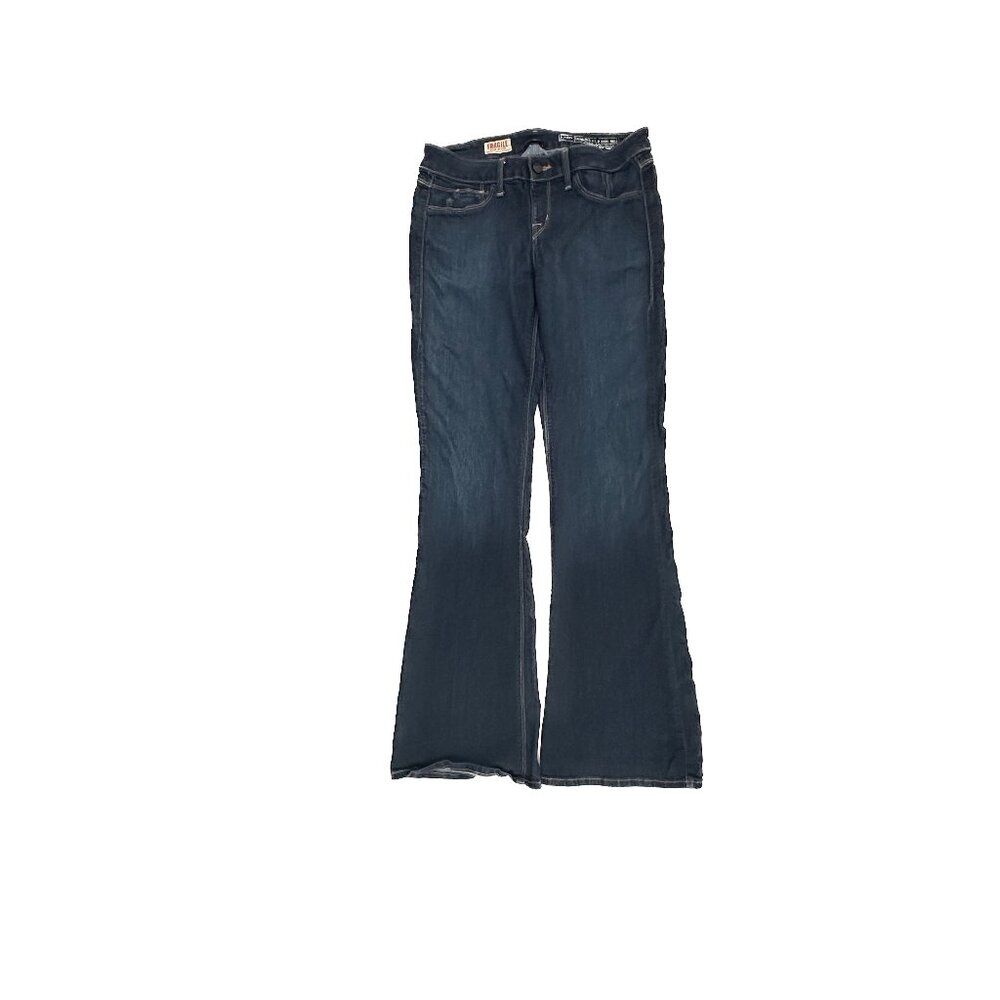 Fragile Pull On Lovable High Heel Bell Women's size L Large Dark Blue Denim Jean